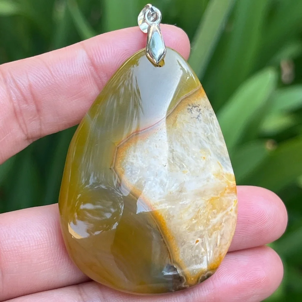 925‎ silver plated natural yellow druzy agate